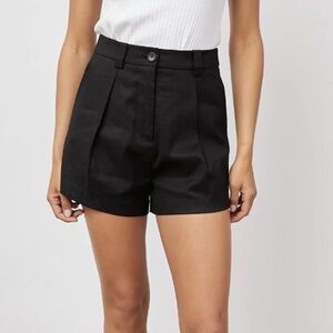 Rails women’s Ilena linen blend structured high waisted black shorts